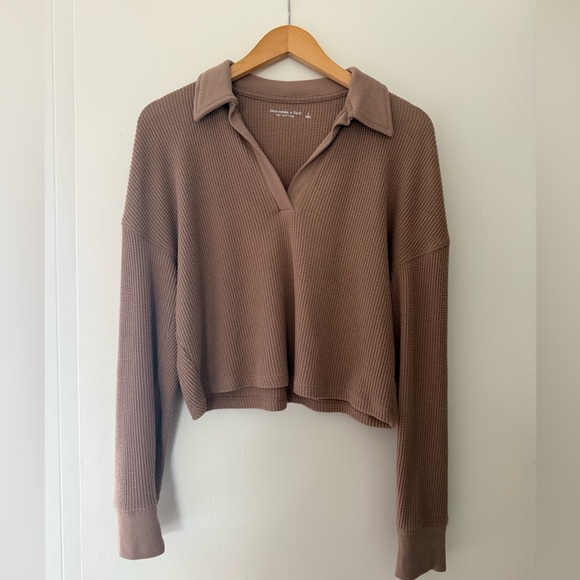 Abercrombie & Fitch Tops - Abercrombie & Fitch Waffle Knit Long-Sleeve Top in Dusty Brown